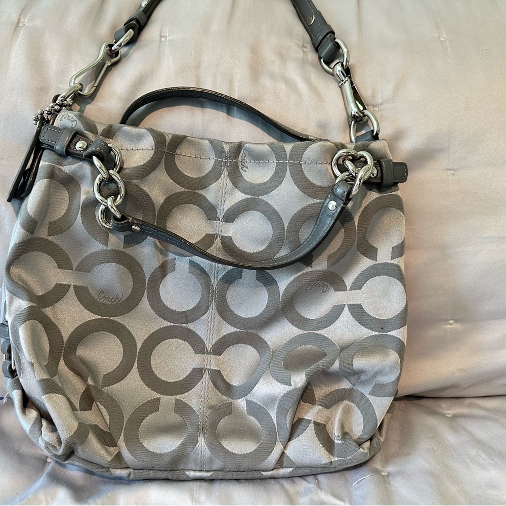 Coach Gray Patterned Shoulder Bag